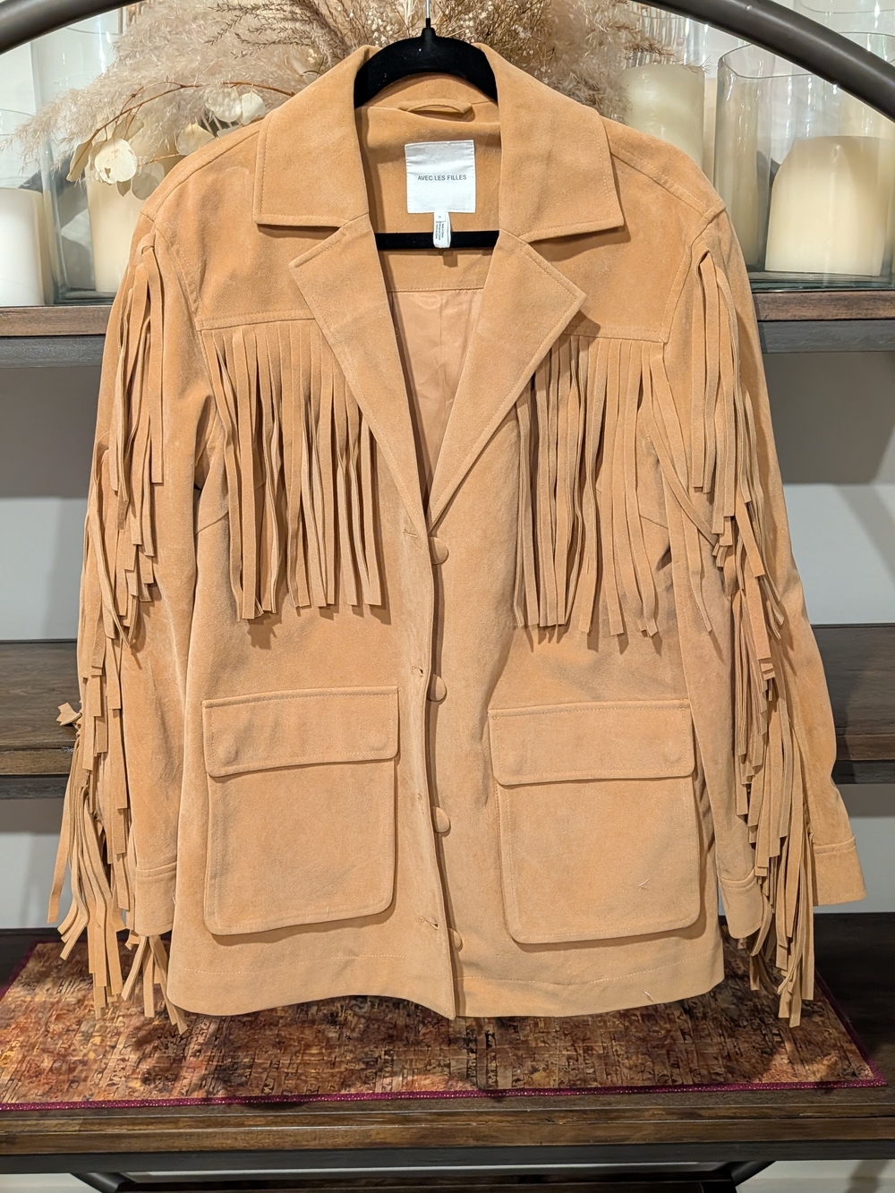 Avec Les Filles Tan Suede Fringe Jacket TRENDING